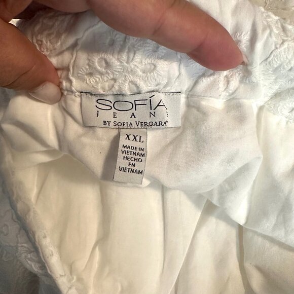 White Eyelet Ruffle 100% Cotton Pull-on Midi Skirt XXL - Picture 5 of 9